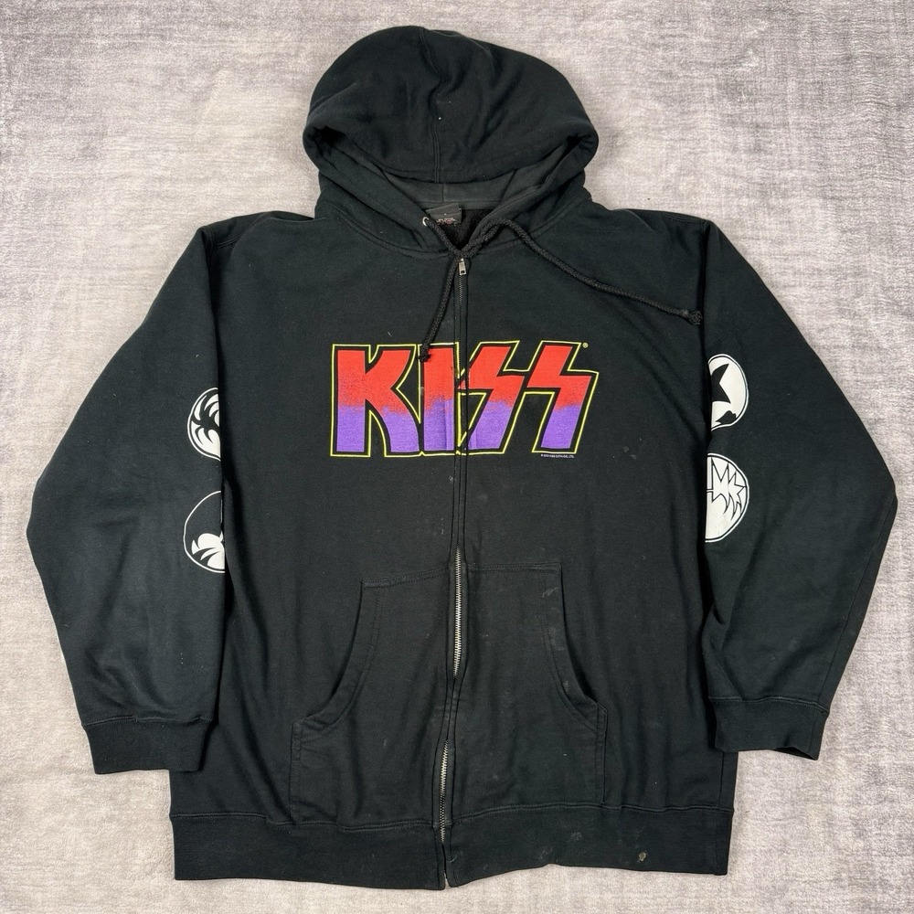 KISS Sweatshirt Mens Large Black Full Zip Hoodie 2002 Vtg‎ Y2K Winterland Band
